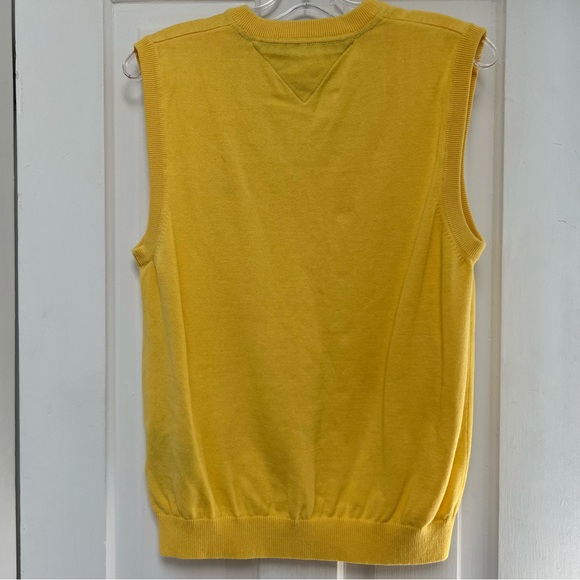 Tommy Hilfiger V-Neck Yellow Sweater Vest 100% Cotton S/M - Picture 3 of 6